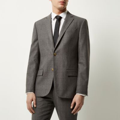Grey check tailored blazer